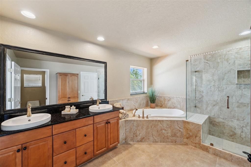 Bathroom, Dual Sink Vanities, Glass Shower, Interior, Recessed Lighting