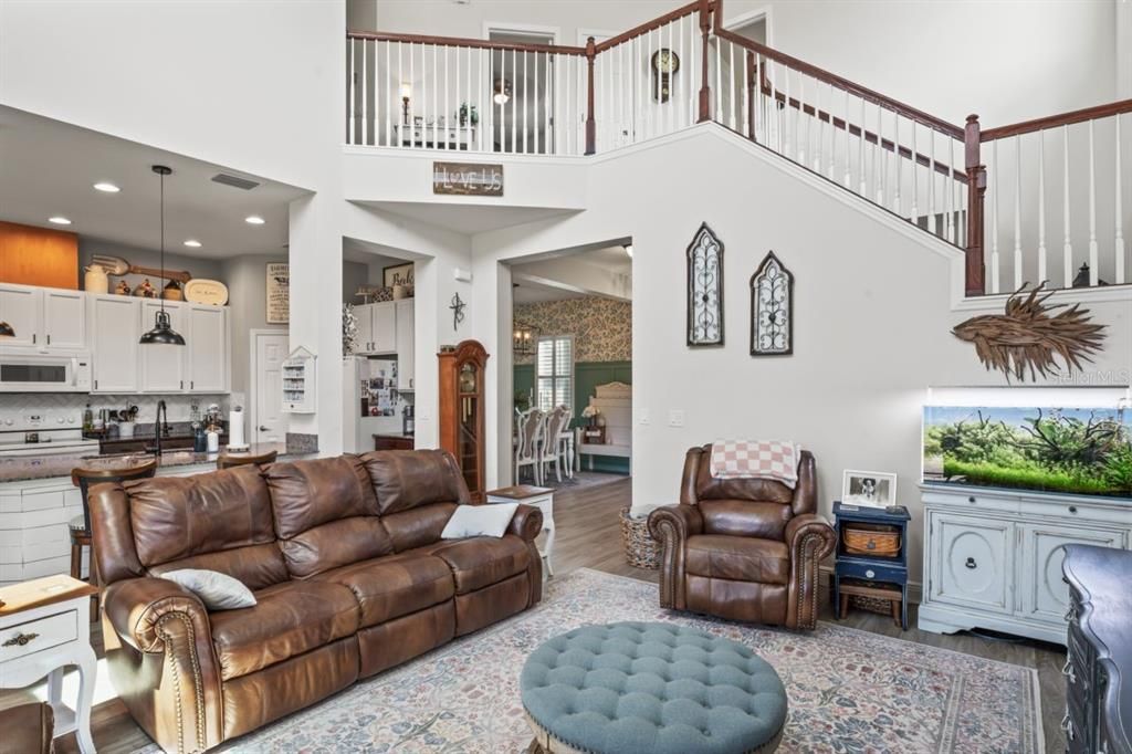 Interior, Kitchen, Living room, Pendant Lights, Recessed Lighting, Wood Texture Flooring