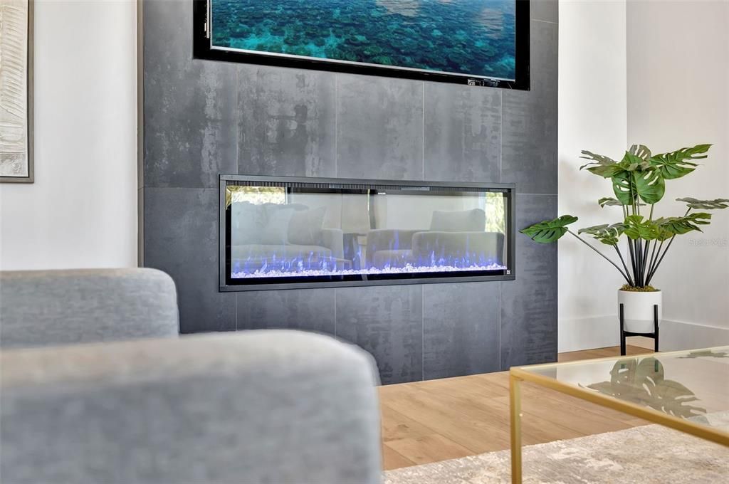 Fireplace, Interior, Wood Texture Flooring