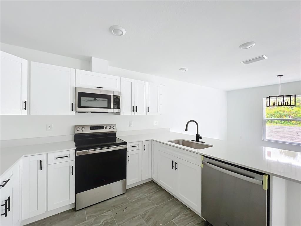 Interior, Kitchen, Pendant Lights, Recessed Lighting, Stainless Steel Appliances