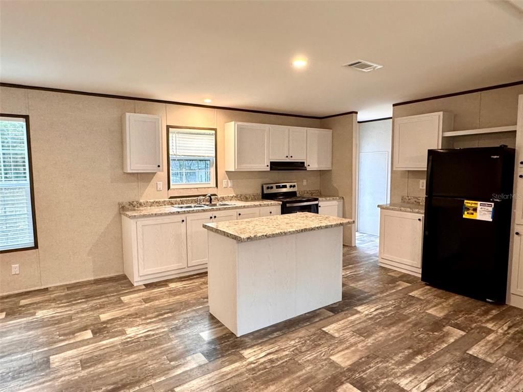 Interior, Kitchen, Recessed Lighting, Wood Texture Flooring