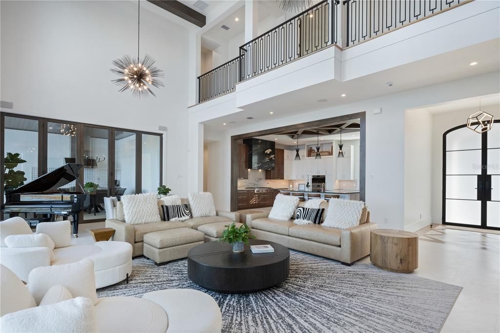 Dining room, Interior, Kitchen, Living room, Pendant Lights, Piano, Recessed Lighting