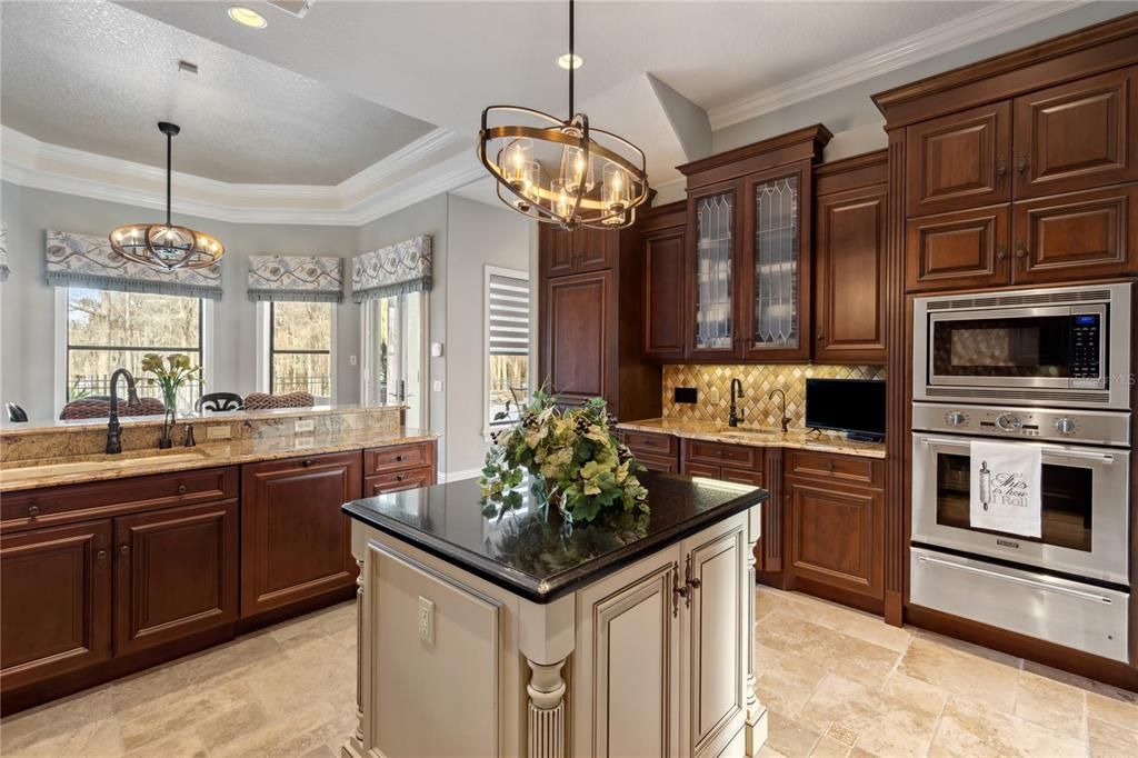 Chandelier, Interior, Kitchen, Pendant Lights, Stainless Steel Appliances
