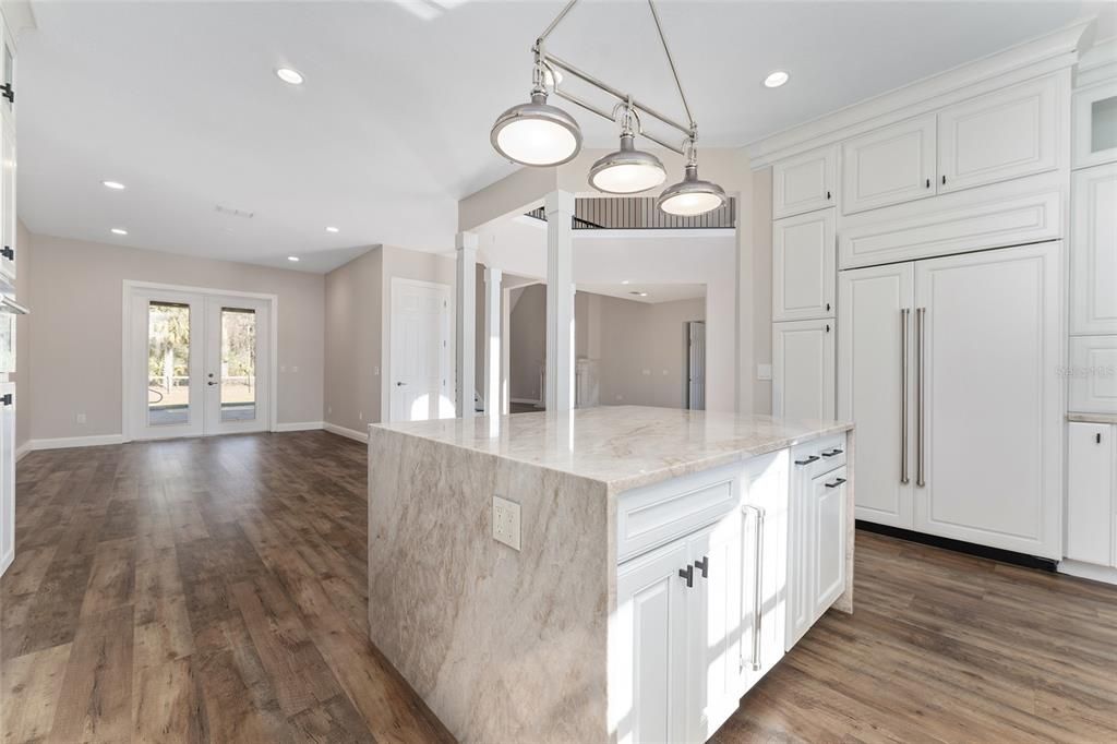 Interior, Kitchen, Pendant Lights, Recessed Lighting, Wood Texture Flooring