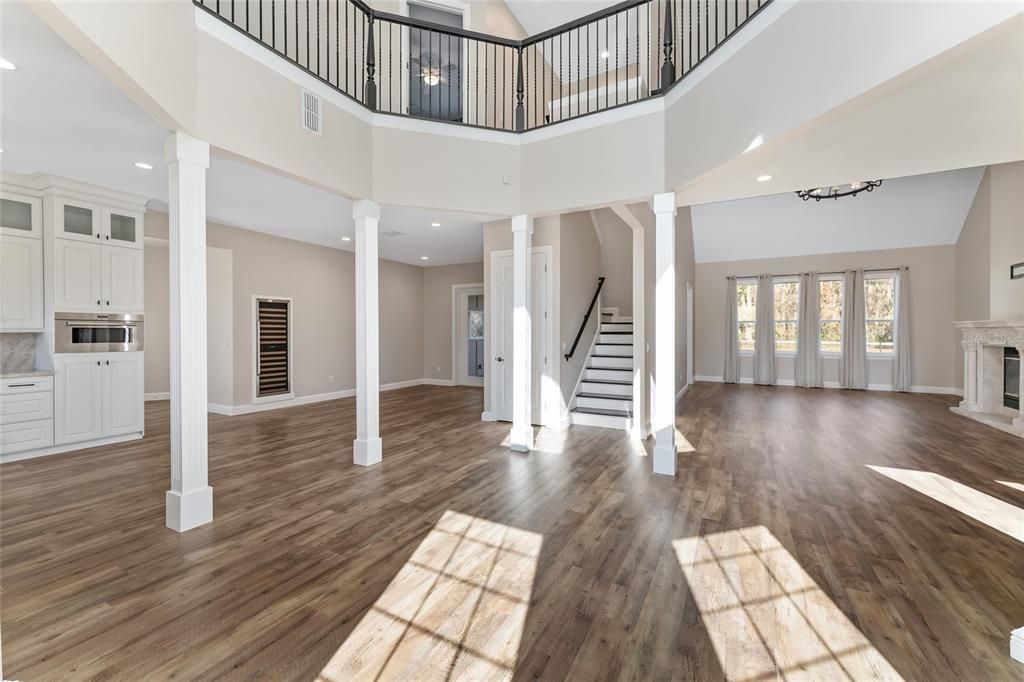 Fireplace, Interior, Recessed Lighting, Wood Texture Flooring