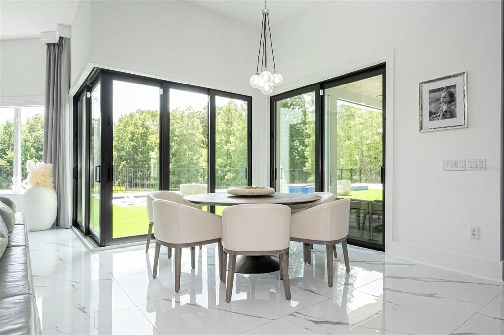Dining room, Interior, Marble, Pendant Lights