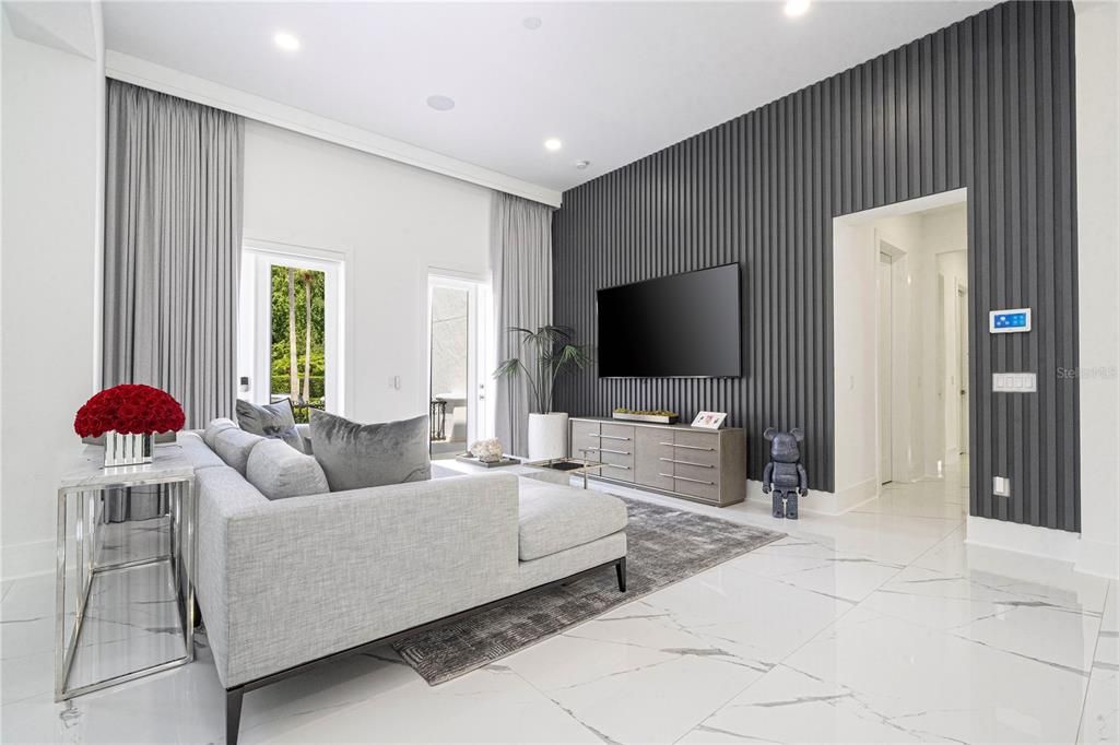 Interior, Living room, Marble, Recessed Lighting