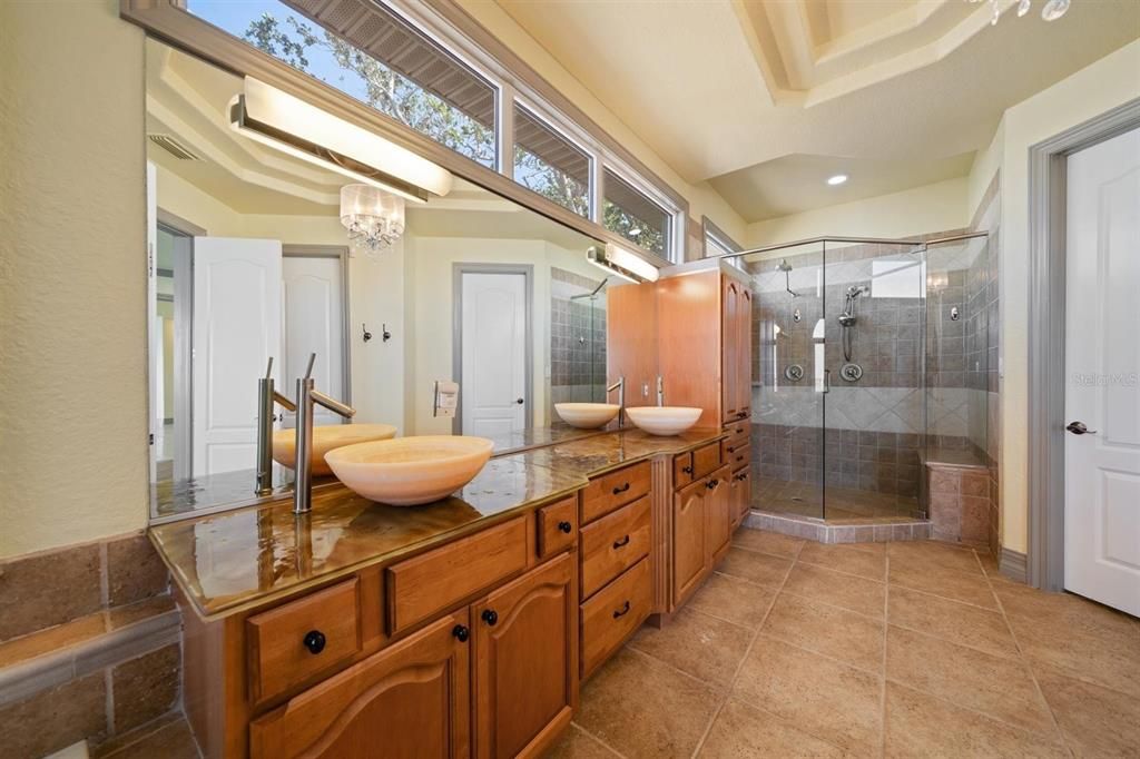 Bathroom, Dual Sink Vanities, Glass Shower, Interior, Recessed Lighting