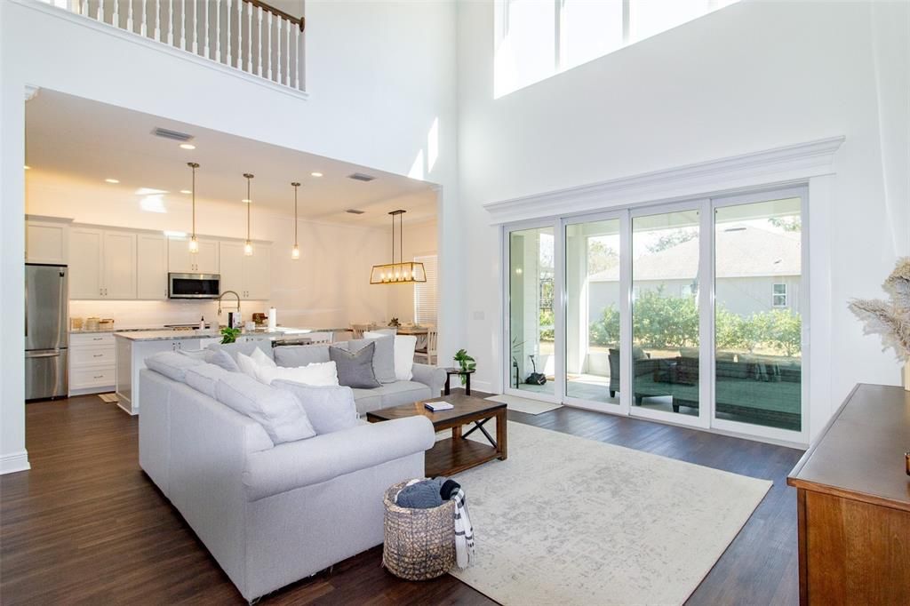 Interior, Kitchen, Living room, Pendant Lights, Recessed Lighting, Stainless Steel Appliances, Wood Texture Flooring