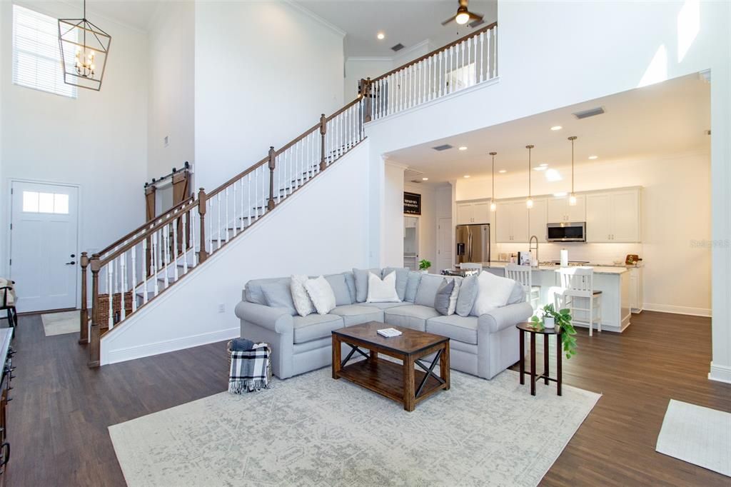 Interior, Kitchen, Living room, Pendant Lights, Recessed Lighting, Stainless Steel Appliances, Wood Texture Flooring