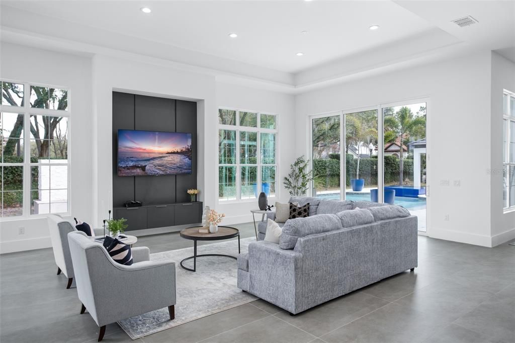 Interior, Living room, Recessed Lighting
