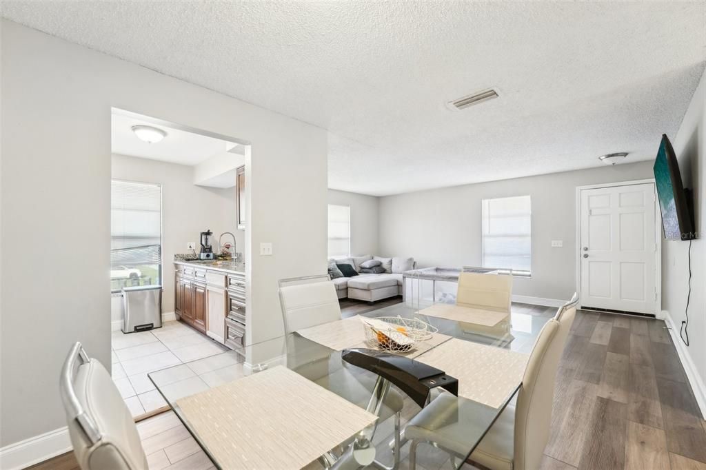 Dining room, Interior, Kitchen, Living room, Wood Texture Flooring