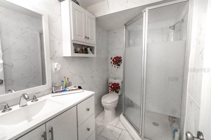 Bathroom, Glass Shower, Interior, Marble Walls