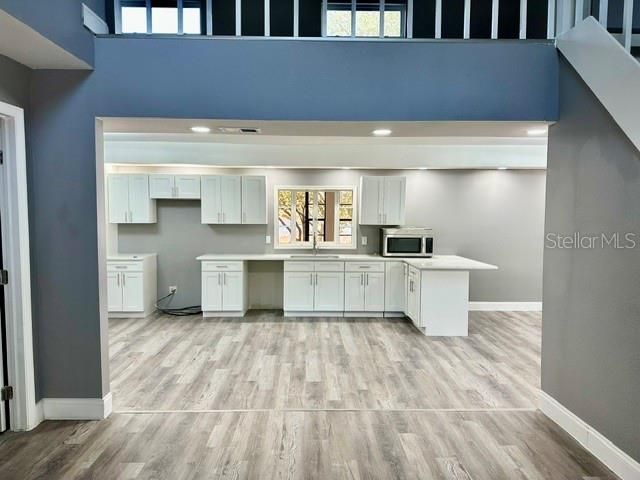 Interior, Kitchen, Recessed Lighting, Wood Texture Flooring