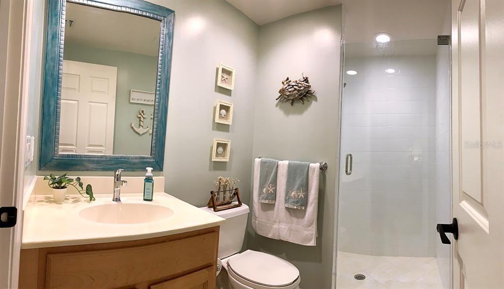 Bathroom, Glass Shower, Interior, Recessed Lighting