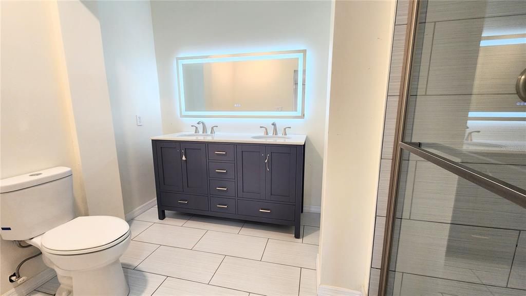 Bathroom, Dual Sink Vanities, Glass Shower, Interior