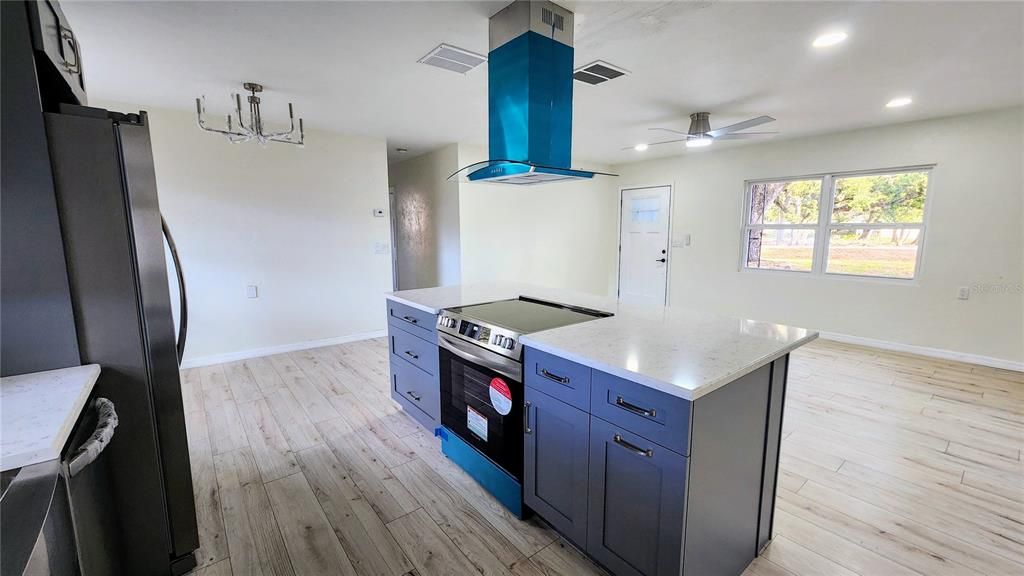 Interior, Kitchen, Recessed Lighting, Wood Texture Flooring
