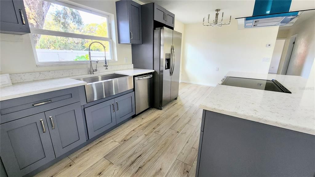 Interior, Kitchen, Stainless Steel Appliances, Wood Texture Flooring