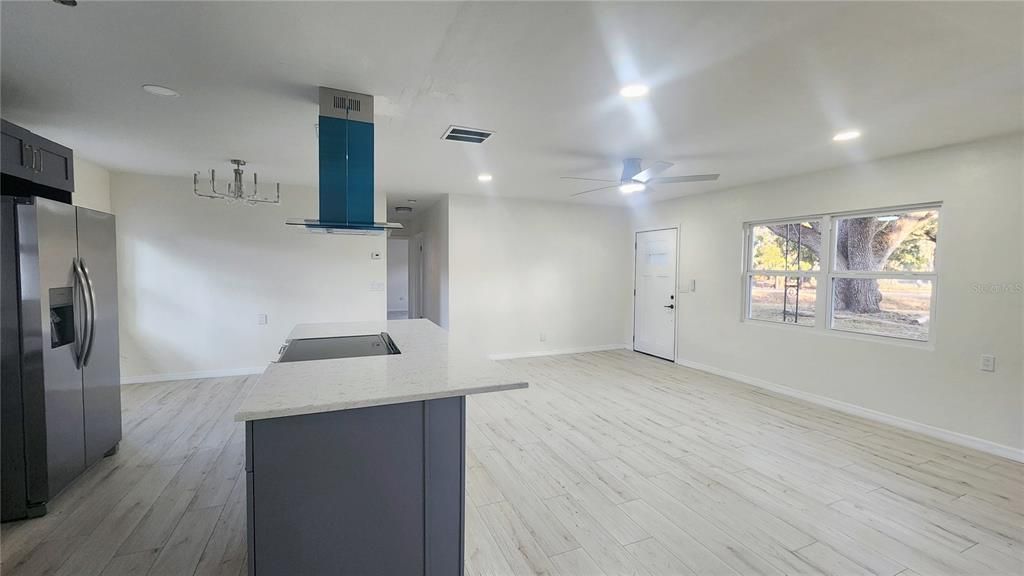 Interior, Kitchen, Recessed Lighting, Wood Texture Flooring