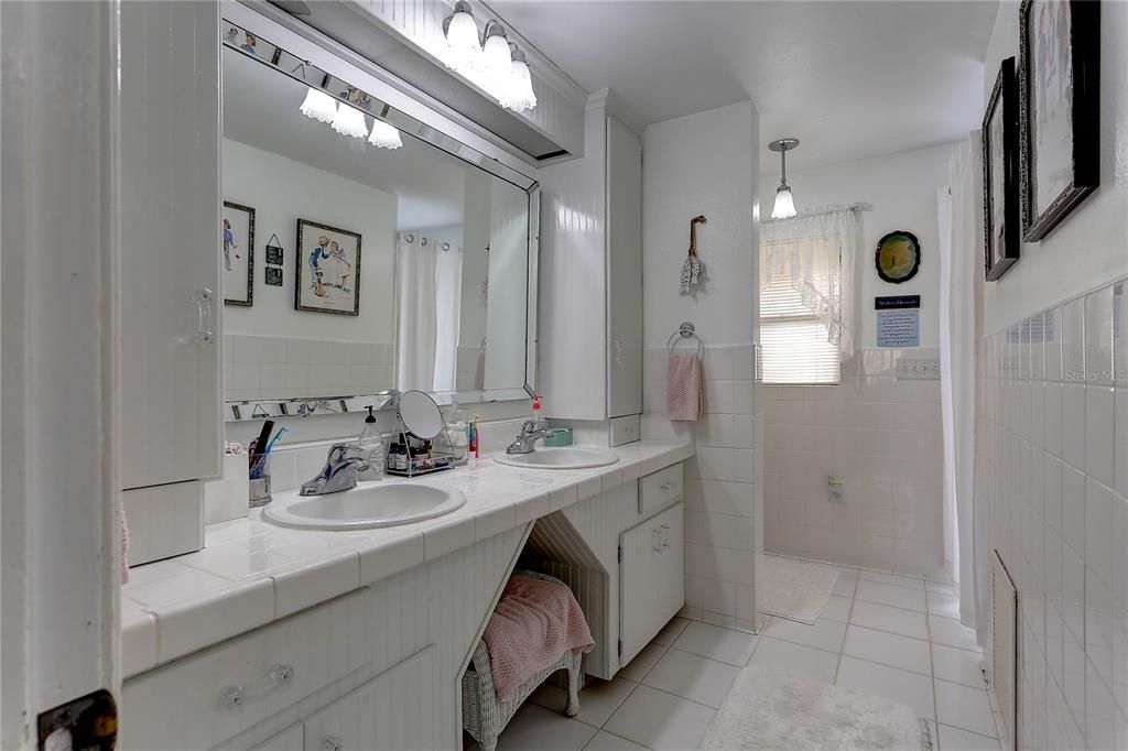 Bathroom, Dual Sink Vanities, Interior, Tile Countertops