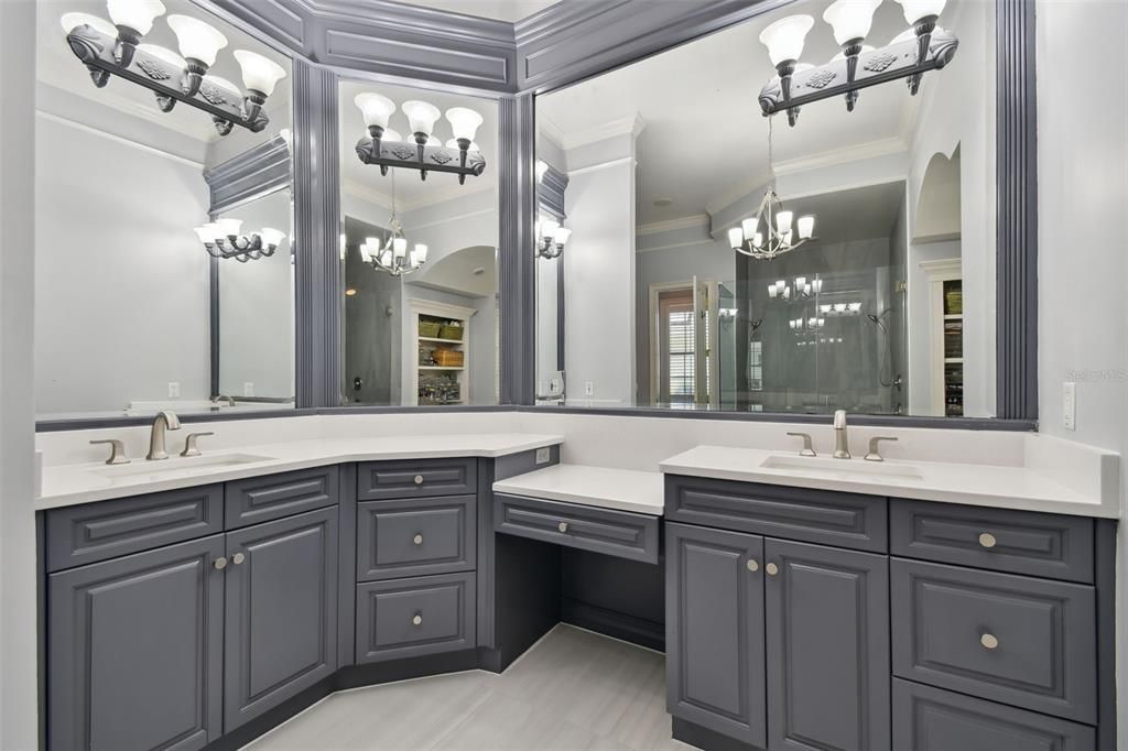 Bathroom, Dual Sink Vanities, Interior, Pendant Lights