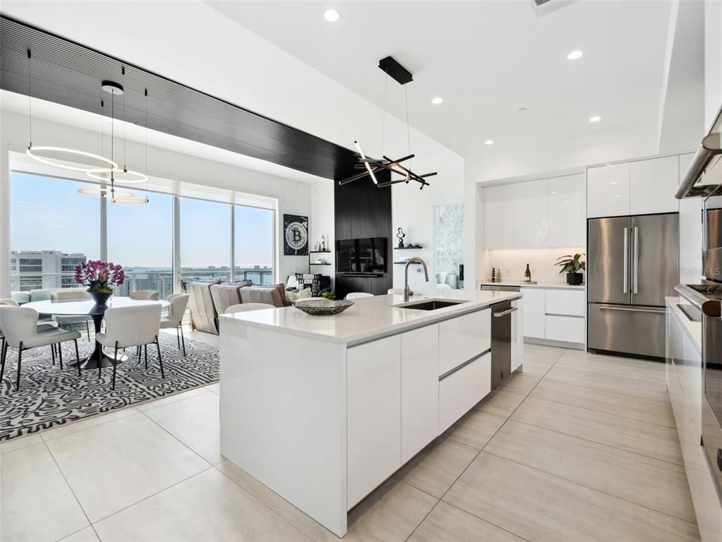 Dining room, Interior, Kitchen, Living room, Pendant Lights, Recessed Lighting, Stainless Steel Appliances, Water