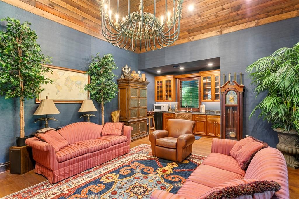 Chandelier, Interior, Kitchen, Living room, Recessed Lighting, Wooden Beams, Wooden Ceilings, Wood Texture Flooring