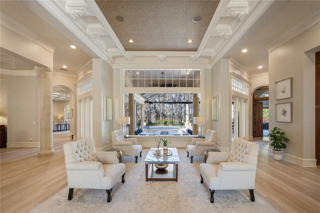 Interior, Living room, Recessed Lighting, Wood Texture Flooring
