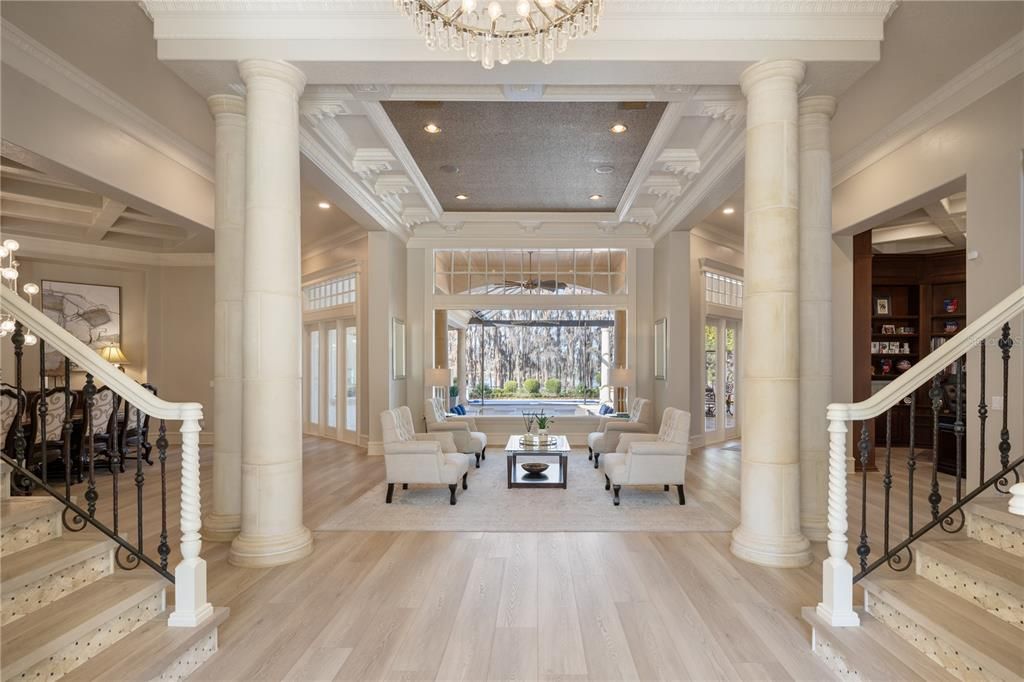 Interior, Living room, Pendant Lights, Recessed Lighting, Wood Texture Flooring