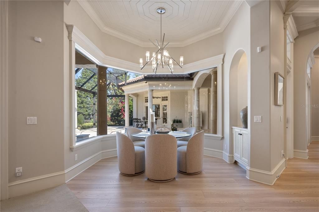 Chandelier, Dining room, Interior, Pendant Lights, Wood Texture Flooring