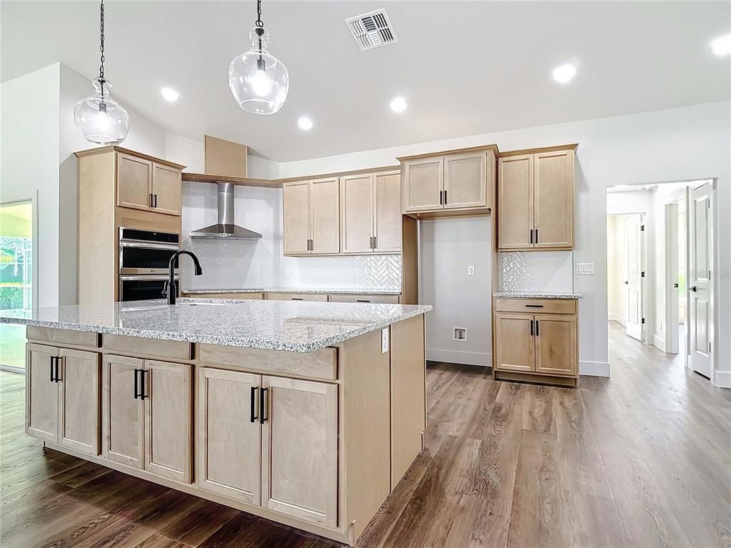 Interior, Kitchen, Pendant Lights, Recessed Lighting, Wood Texture Flooring