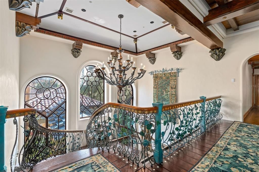Chandelier, Interior, Wooden Beams, Wood Texture Flooring