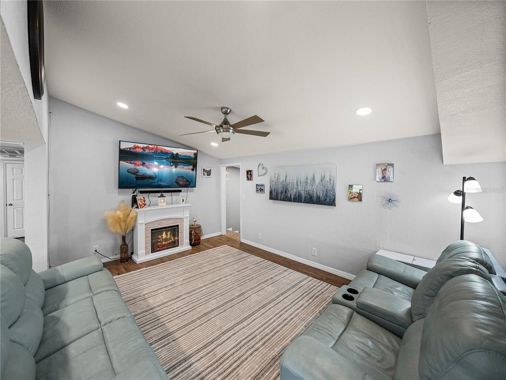 Home Theatre Room, Fireplace, Interior, Living room, Recessed Lighting