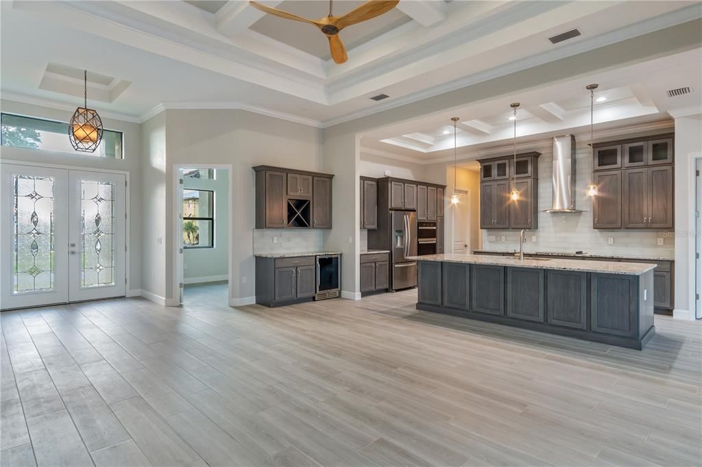 Interior, Kitchen, Pendant Lights, Stainless Steel Appliances, Wood Texture Flooring