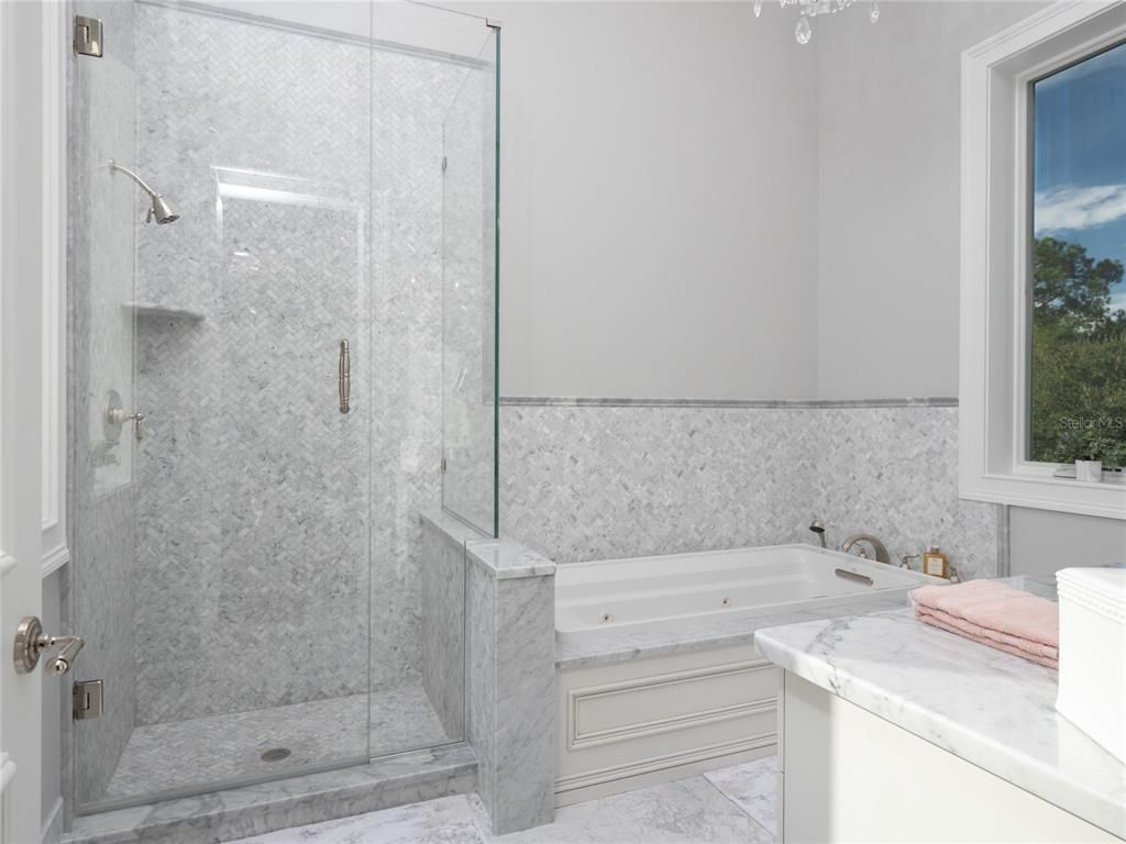 Bathroom, Glass Shower, Interior, Marble, Marble Walls