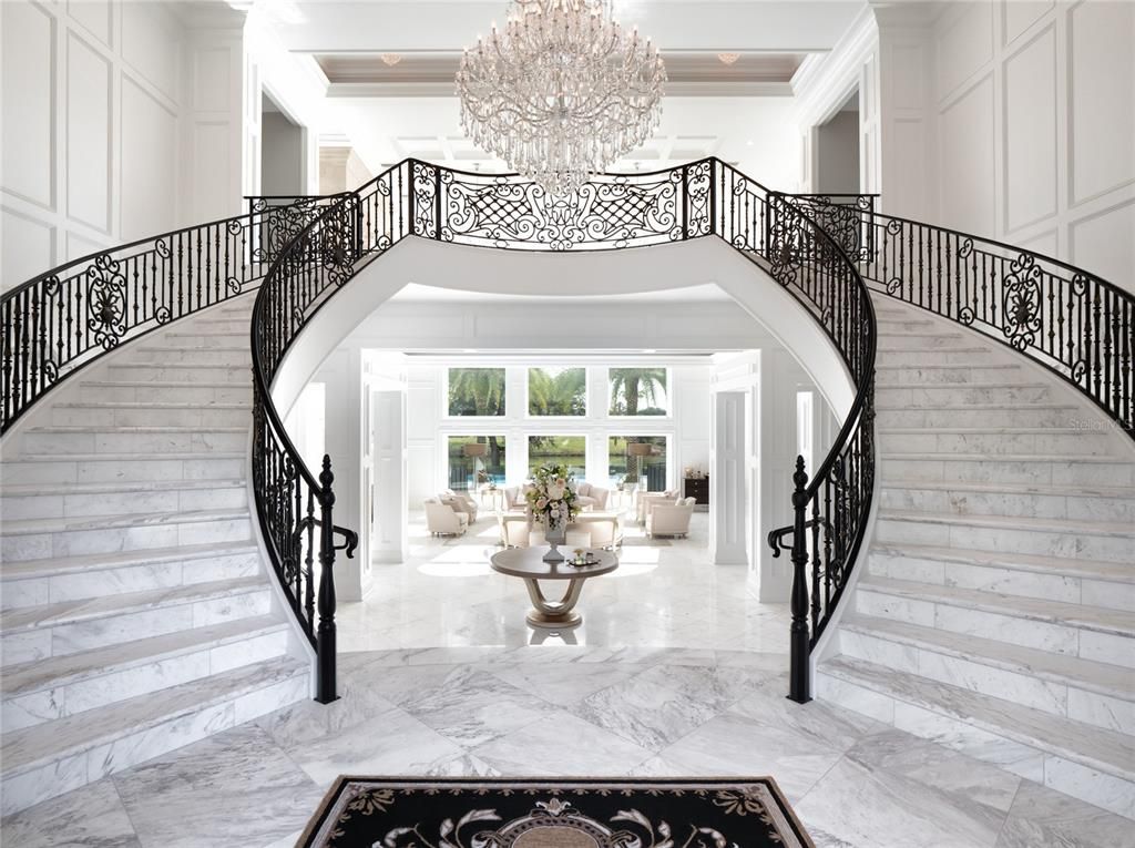 Chandelier, Interior, Marble, Recessed Lighting