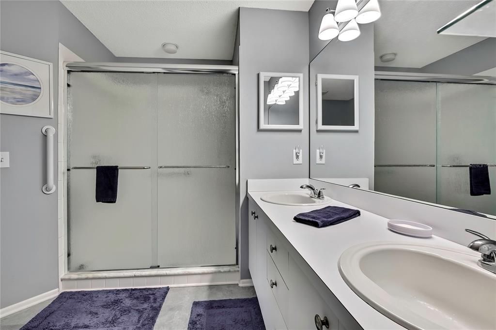 Bathroom, Dual Sink Vanities, Glass Shower, Interior