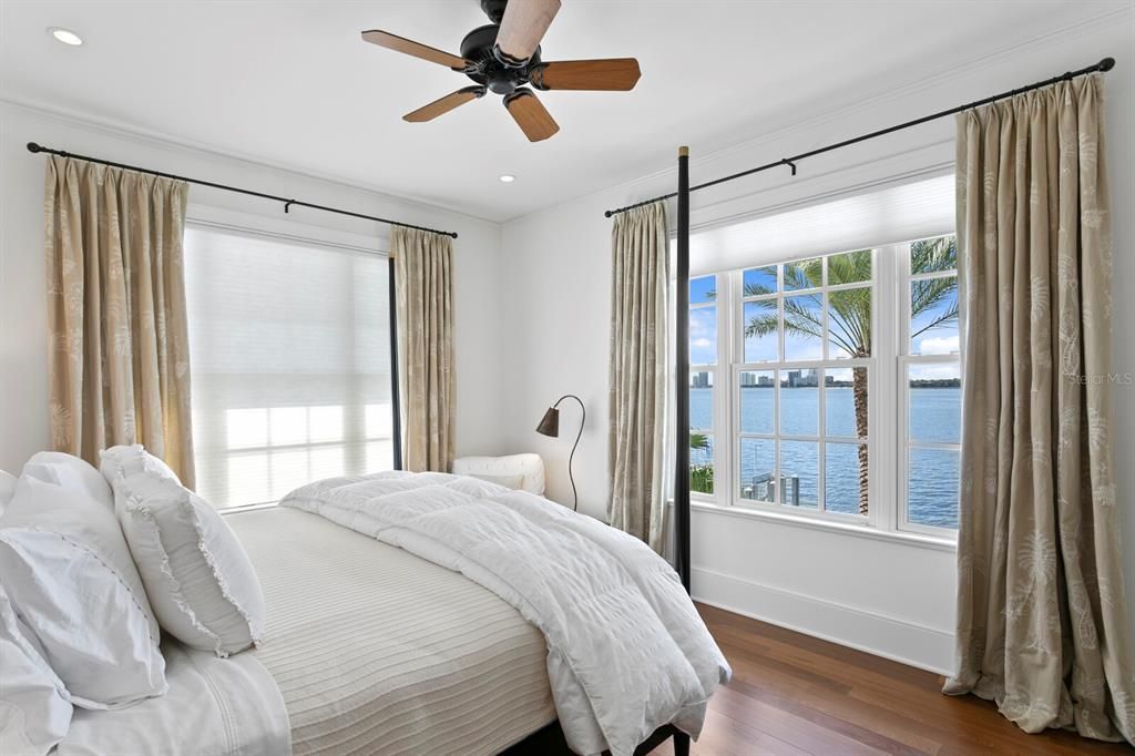 Bedroom, Interior, Recessed Lighting, Water, Wood Texture Flooring