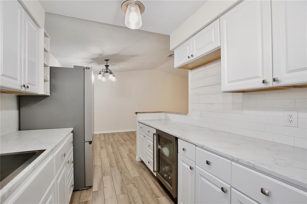 Interior, Kitchen, Pendant Lights, Wood Texture Flooring