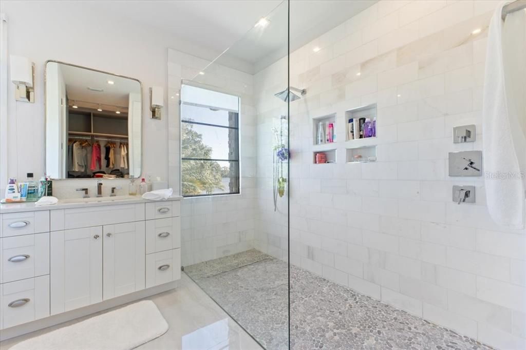 Bathroom, Glass Shower, Interior, Recessed Lighting