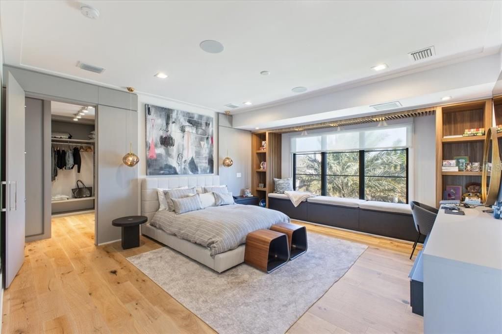 Bedroom, Home Office, Interior, Recessed Lighting, Wood Texture Flooring