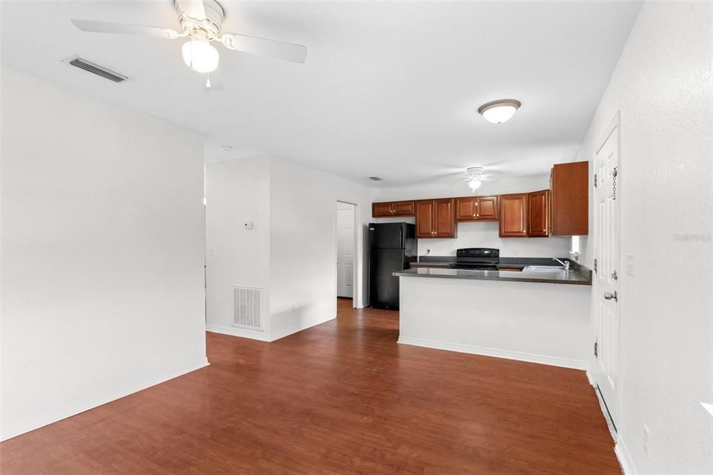 Interior, Kitchen, Stainless Steel Appliances, Wood Texture Flooring