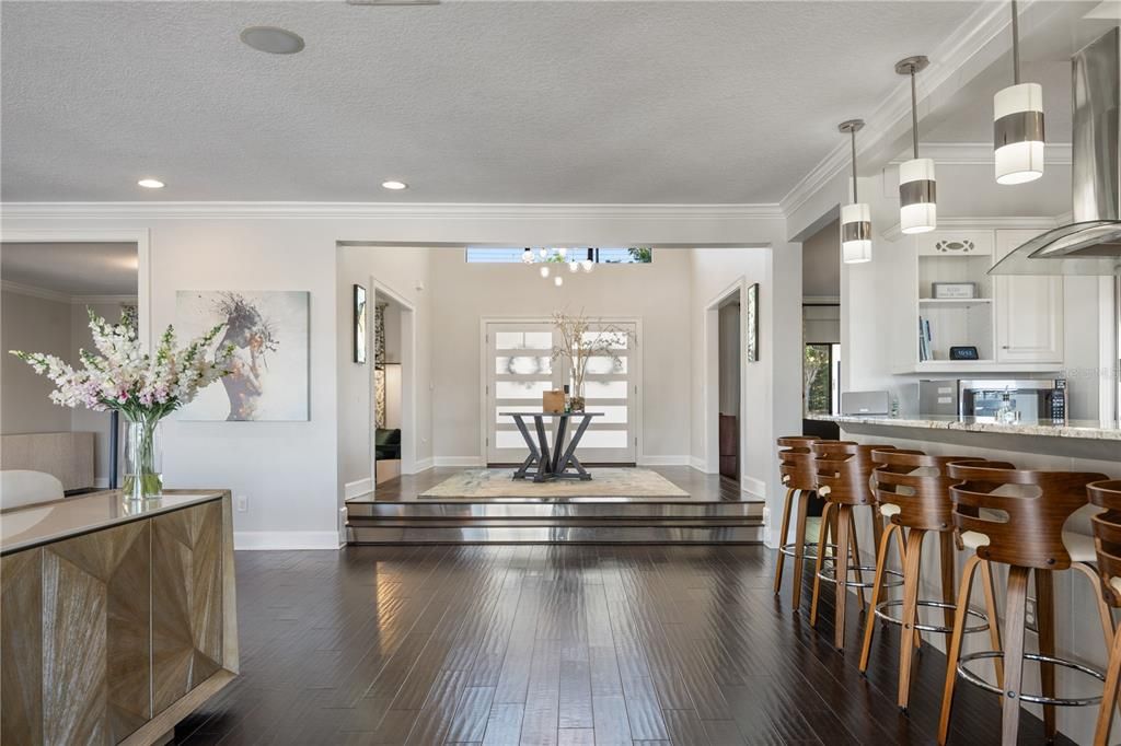 Interior, Kitchen, Pendant Lights, Recessed Lighting, Wood Texture Flooring