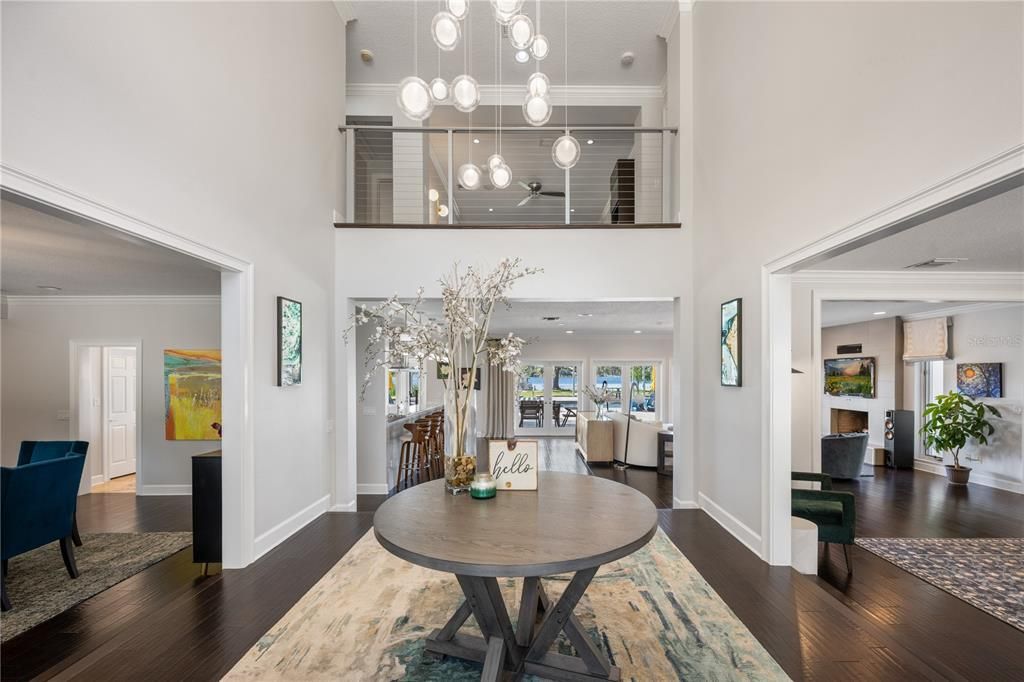 Dining room, Interior, Pendant Lights, Recessed Lighting, Wood Texture Flooring