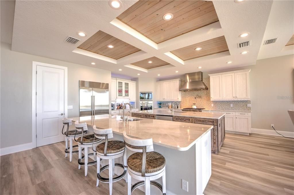 Interior, Kitchen, Recessed Lighting, Stainless Steel Appliances, Wooden Ceilings, Wood Texture Flooring