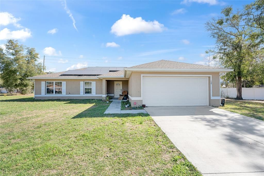 Attached, Backyard, Exterior, Facade, Solar Panels, Ranch