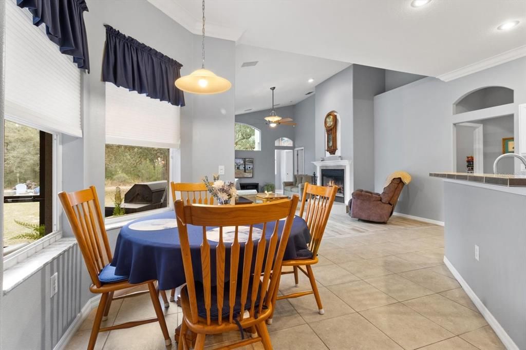 Dining room, Fireplace, Interior, Pendant Lights, Recessed Lighting