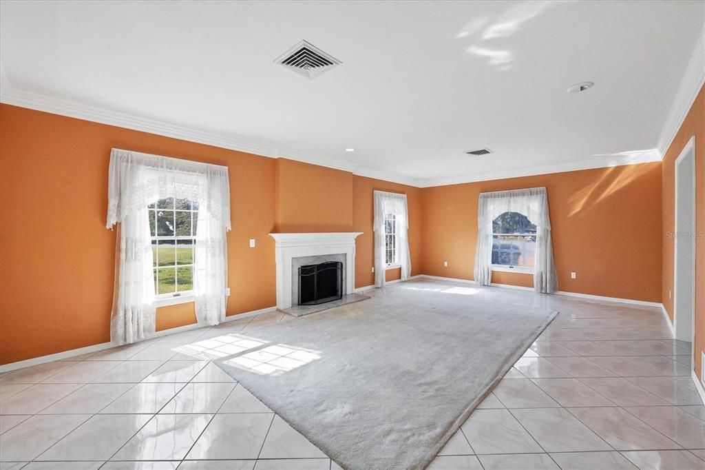 Empty room, Fireplace, Interior, Recessed Lighting