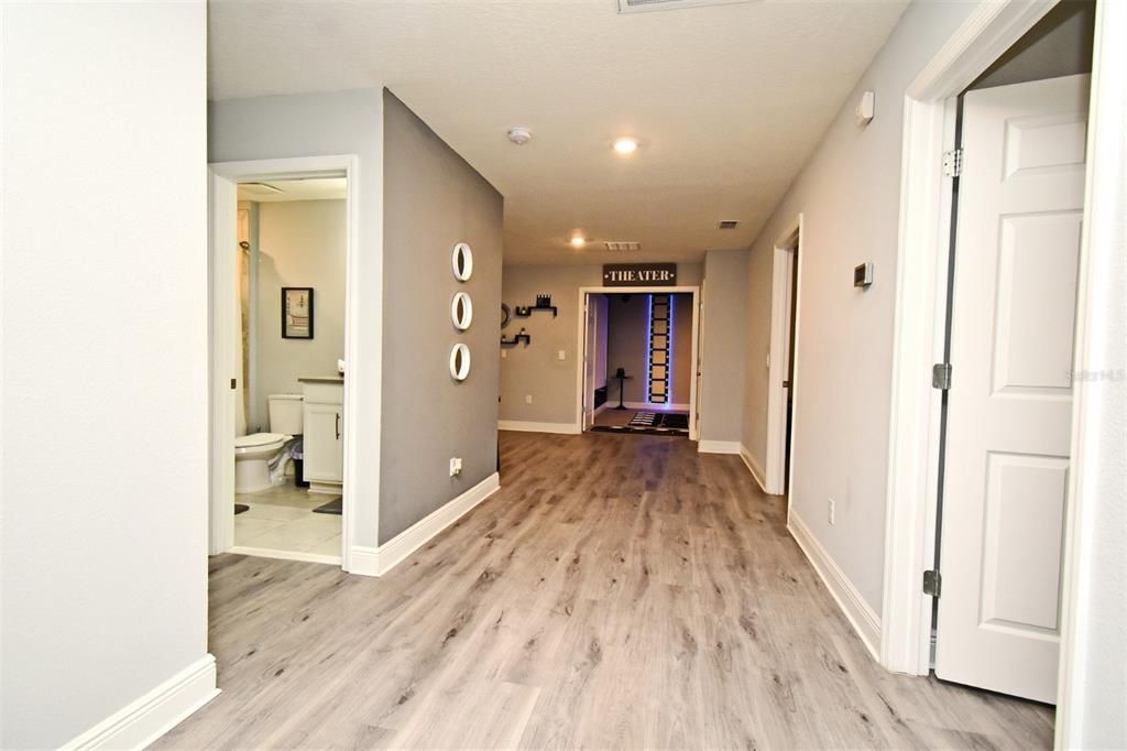 Bathroom, Interior, Recessed Lighting, Wood Texture Flooring