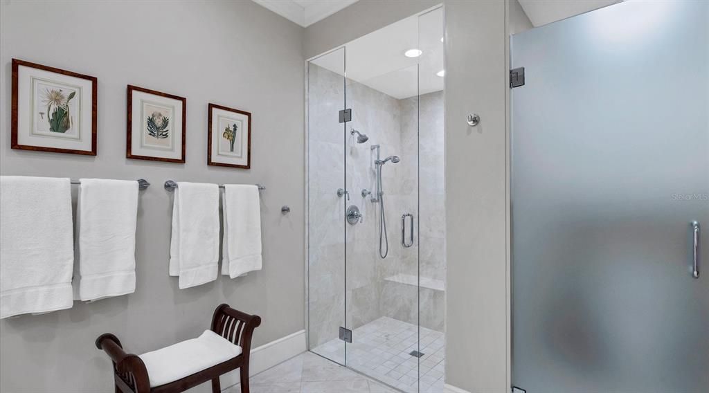 Bathroom, Glass Shower, Interior, Recessed Lighting